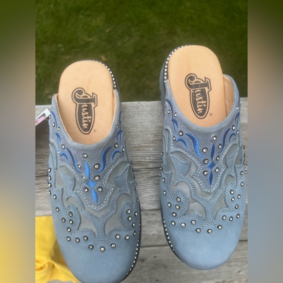 Y2K Vintage Justin Mule Slip On Shoes Western Women’s SZ 5.5 Leather Brand New - Picture 10 of 16